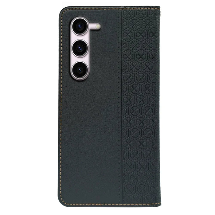 For Samsung Galaxy S23+ Case Four Leaf Clover Leather Flip Phone Cover Stand Wallet - Black - 6