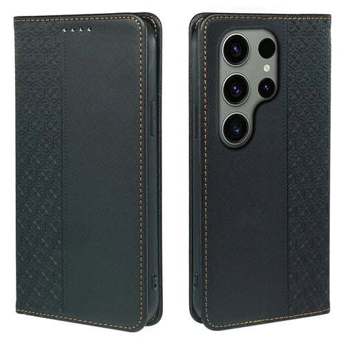 For Samsung Galaxy S23 Ultra Case Four Leaf Clover Leather Flip Phone Cover Stand Wallet - Black - 1