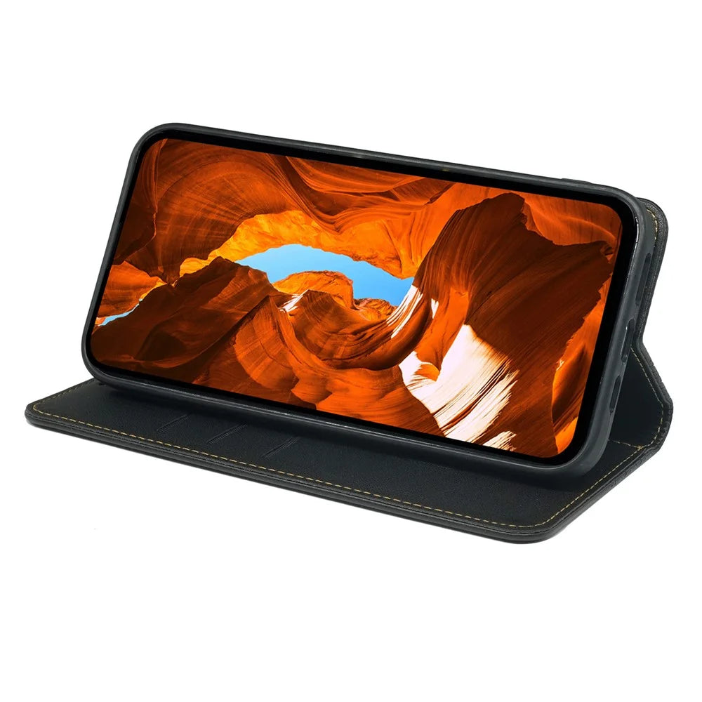 For Samsung Galaxy S23 Ultra Case Four Leaf Clover Leather Flip Phone Cover Stand Wallet - Black - 3