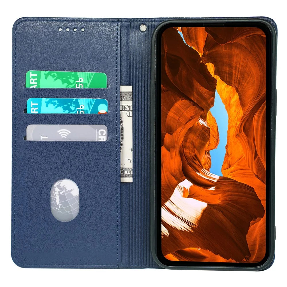 For Samsung Galaxy S24 Ultra Case Four Leaf Clover Leather Flip Phone Cover Stand Wallet - Blue - 2