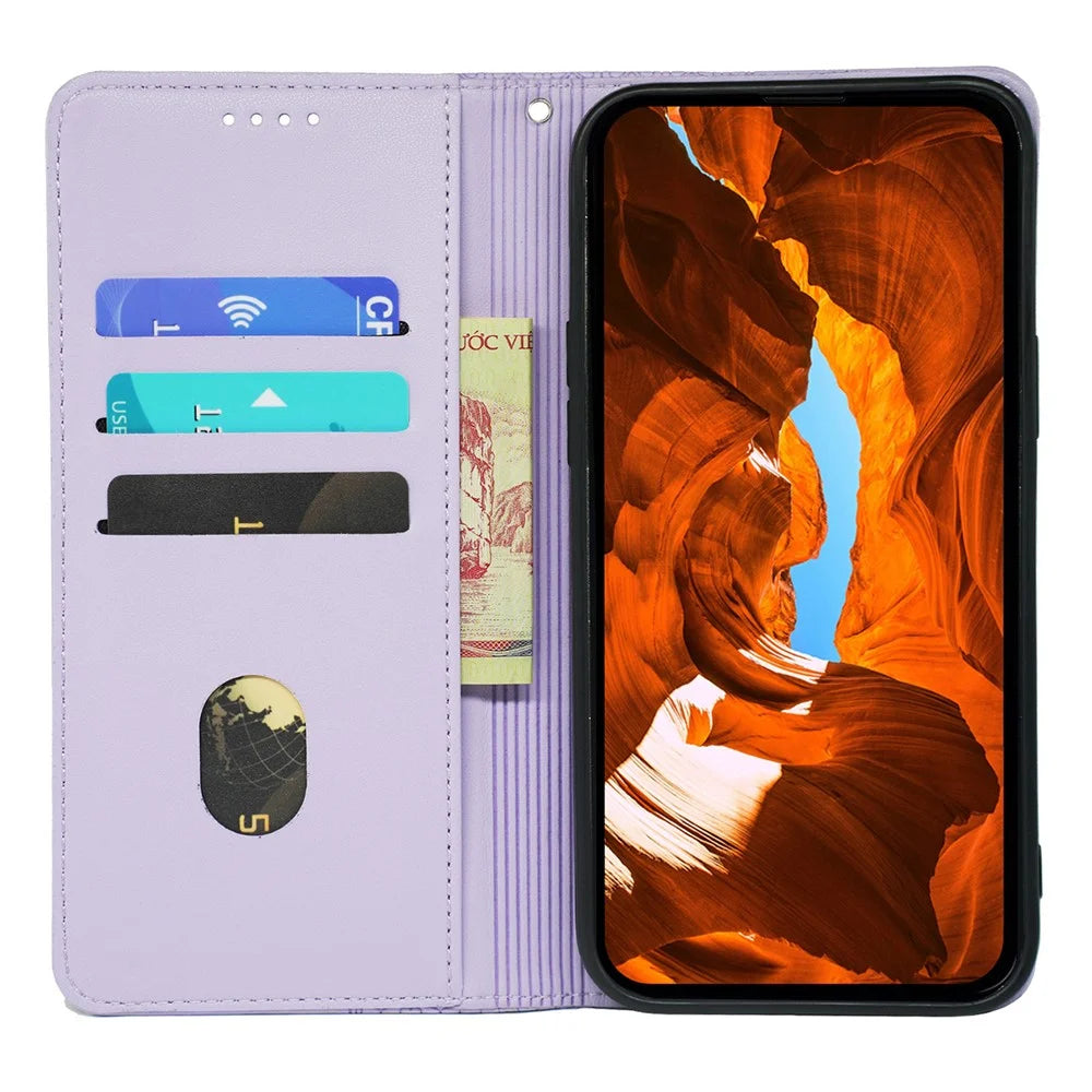 For Samsung Galaxy S25 Ultra Case Four Leaf Clover Leather Flip Phone Cover Stand Wallet - Light Purple - 2