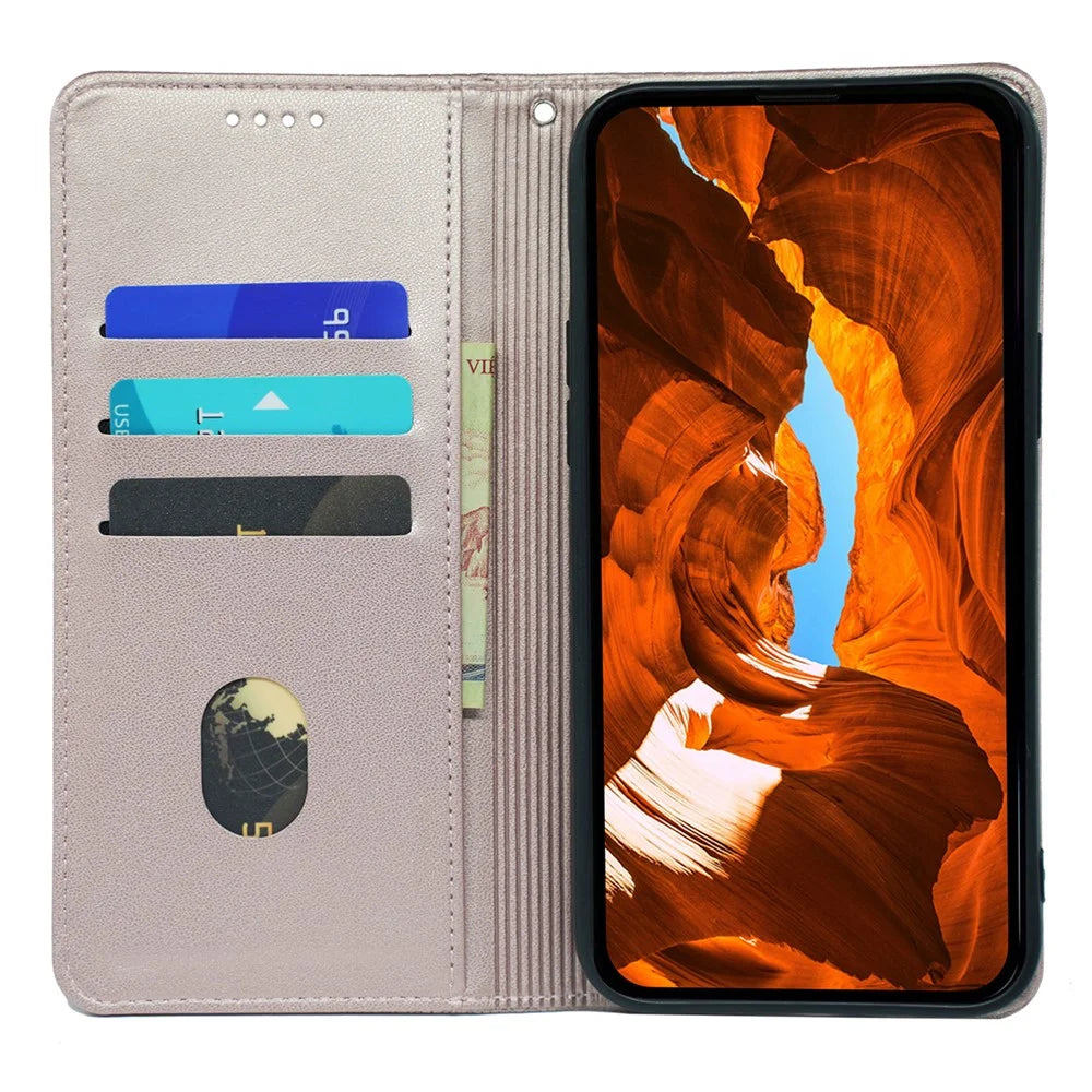For Samsung Galaxy A26 5G Case Four Leaf Clover Leather Flip Phone Cover Stand Wallet - Rose Gold - 2