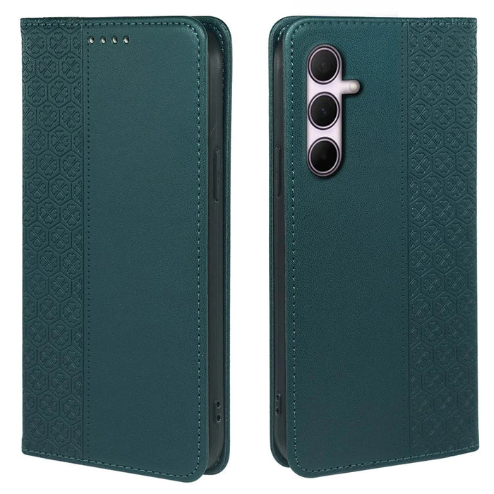For Samsung Galaxy A36 5G / A56 5G Case Four Leaf Clover Leather Flip Phone Cover Stand Wallet - Green - 1