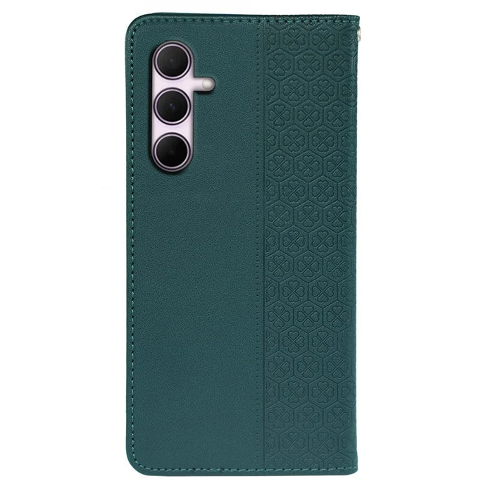 For Samsung Galaxy A36 5G / A56 5G Case Four Leaf Clover Leather Flip Phone Cover Stand Wallet - Green - 6