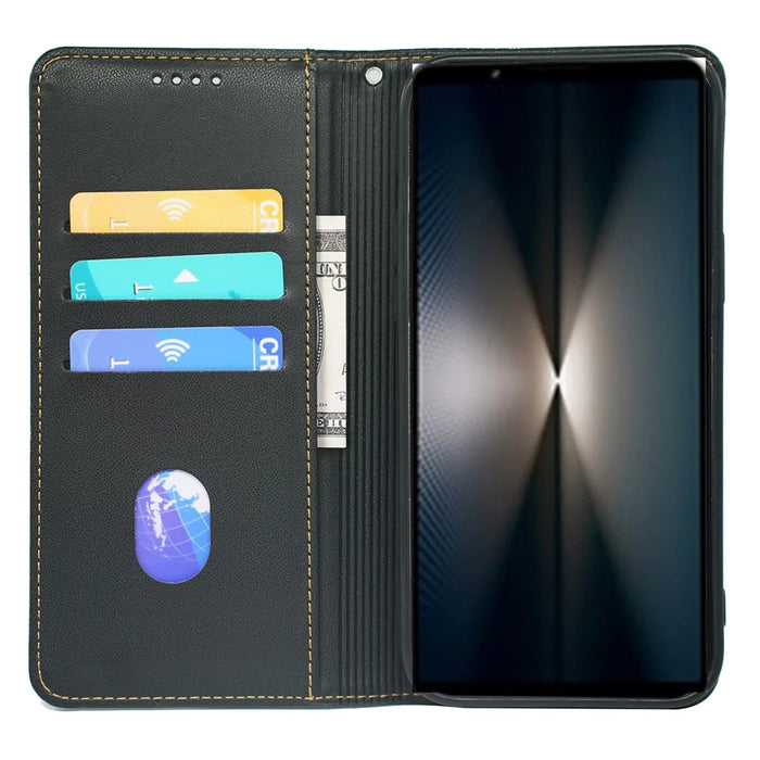 For Sony Xperia 1 V Case Four Leaf Clover Leather Flip Phone Cover Stand Wallet - Black - 2