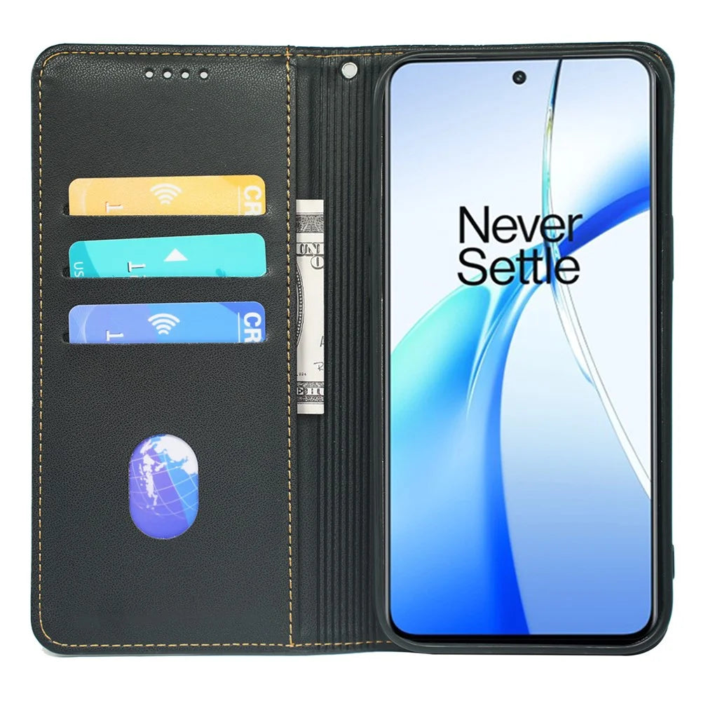 For OnePlus Nord CE4 5G Case Four Leaf Clover Leather Flip Phone Cover Stand Wallet - Black - 2