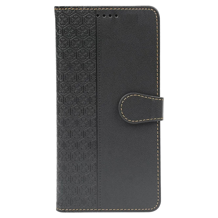 For Samsung Galaxy S23 Case Magnetic Clasp Four Leaf Clover Leather Phone Cover - Black - 5