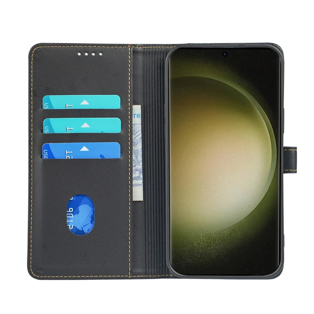 For Samsung Galaxy S23 Ultra Case Magnetic Clasp Four Leaf Clover Leather Phone Cover - Black - 2