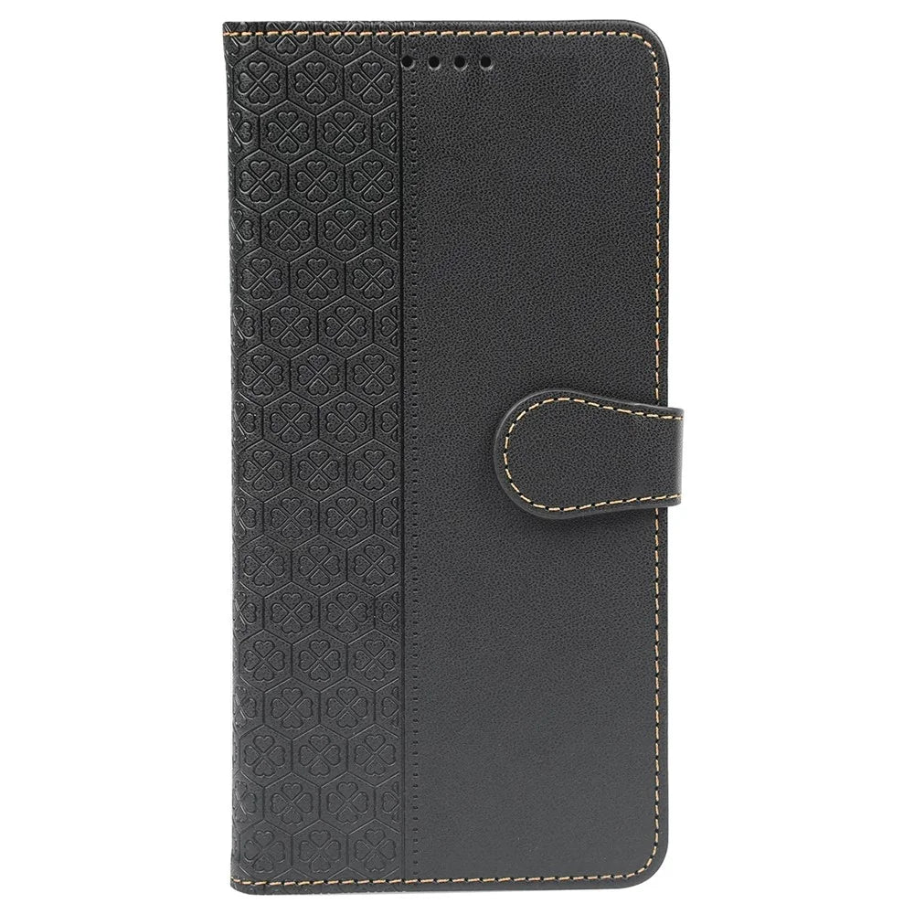 For Samsung Galaxy S23 Ultra Case Magnetic Clasp Four Leaf Clover Leather Phone Cover - Black - 5
