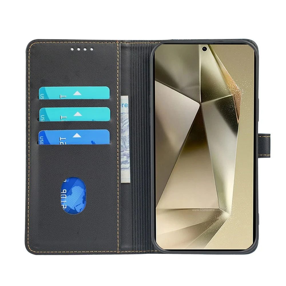 For Samsung Galaxy S24 Ultra Case Magnetic Clasp Four Leaf Clover Leather Phone Cover - Black - 2
