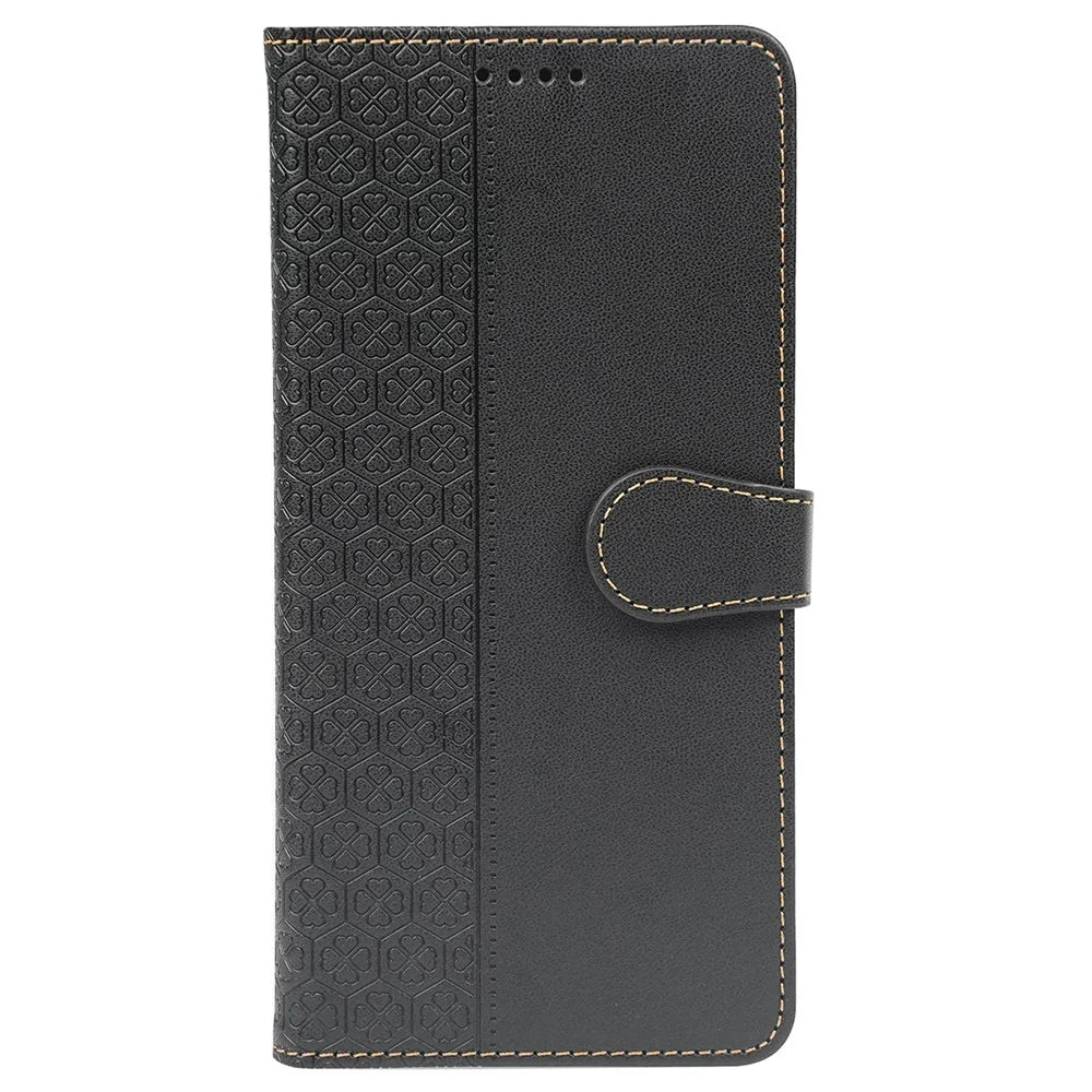 For Samsung Galaxy S24 Ultra Case Magnetic Clasp Four Leaf Clover Leather Phone Cover - Black - 5