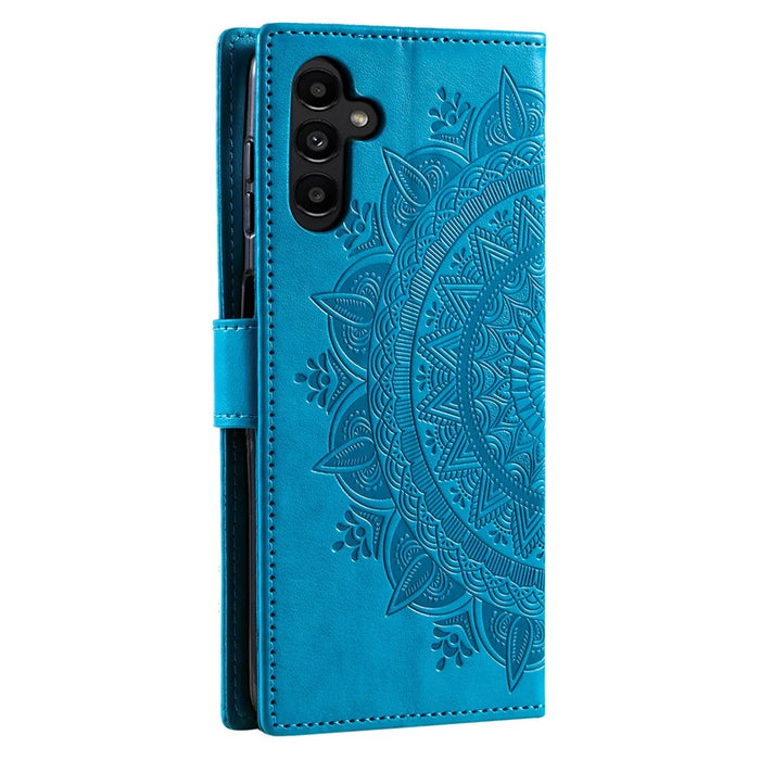 For Samsung Galaxy A26 5G Case Imprinted Totem PU Leather Wallet Stand Phone Cover - Blue - 6