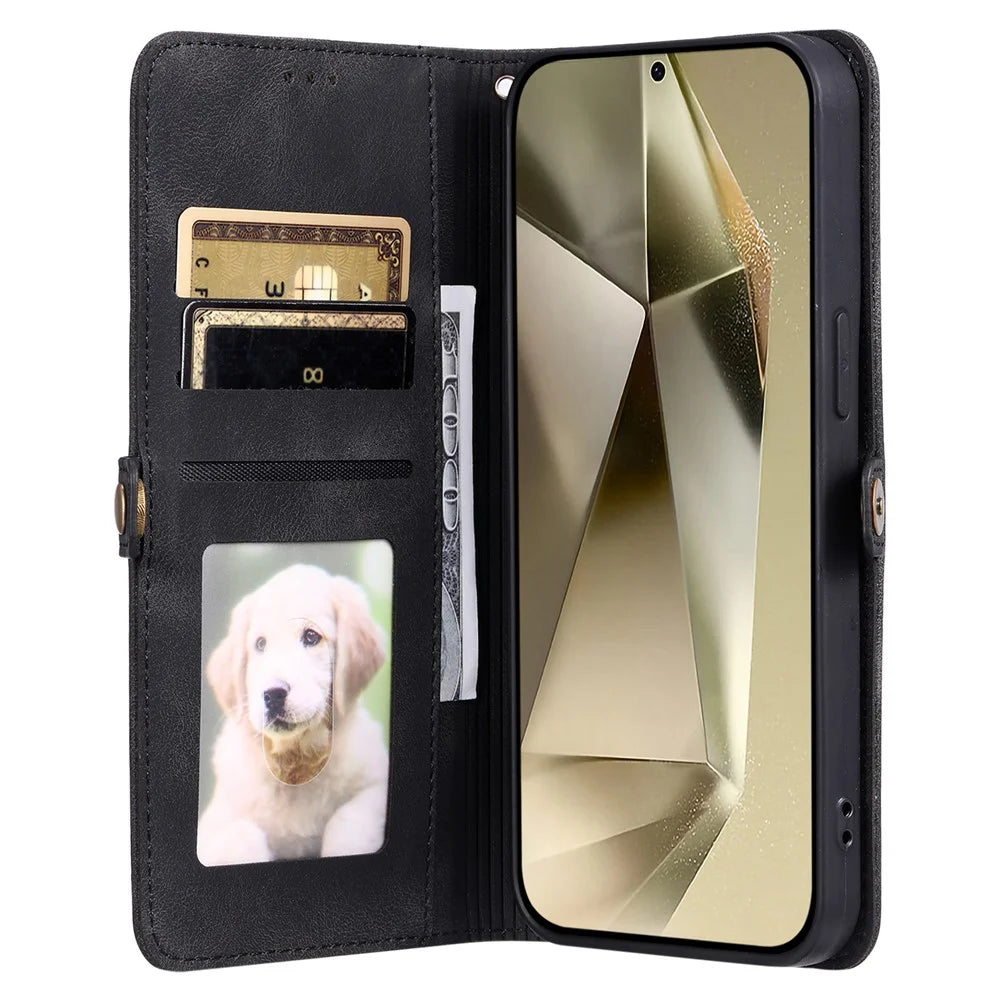 Style 016 For Samsung Galaxy A26 5G Case Skin Feel Totem Imprinted Wallet Leather Phone Cover - Black - 2