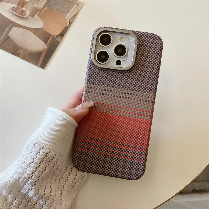 For iPhone 15 Pro Max Case Compatible with MagSafe PC Phone Back Cover Metal Lens Frame Kickstand - Sunset Grey - 1