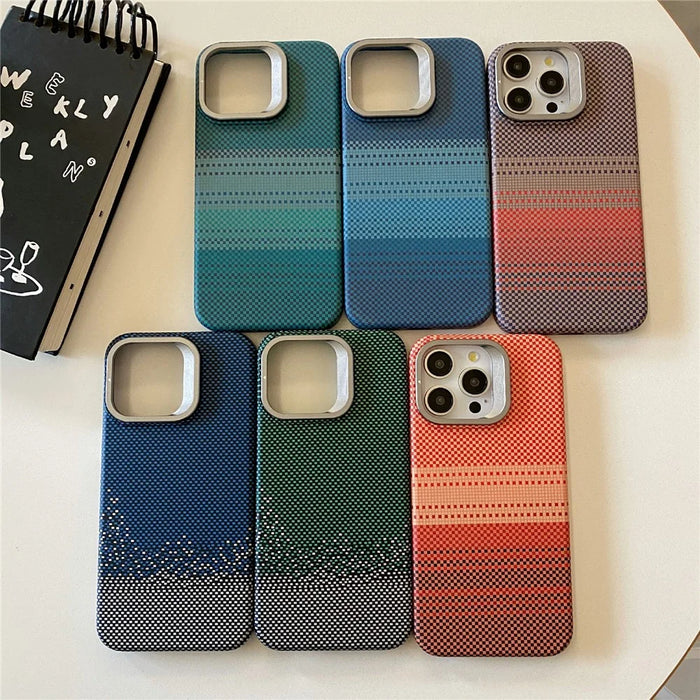 For iPhone 15 Pro Max Case Compatible with MagSafe PC Phone Back Cover Metal Lens Frame Kickstand - Sunset Grey - 5