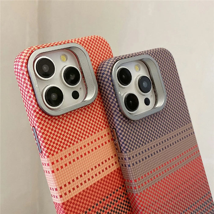 For iPhone 16 Pro Case Compatible with MagSafe PC Phone Back Cover Metal Lens Frame Kickstand - Sunset Grey - 2