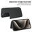 For iPhone 15 Pro Magnetic Case RCS Eco Friendly Flip Phone Cover with Kickstand RFID Blocking - Black - 3