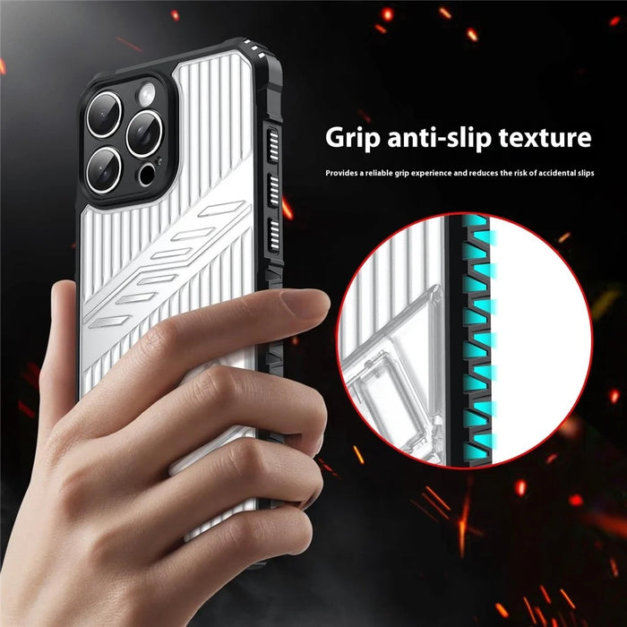 For iPhone 16 Pro Case Invisible Kickstand PC + TPU Anti Drop Phone Cover - Grey - 5