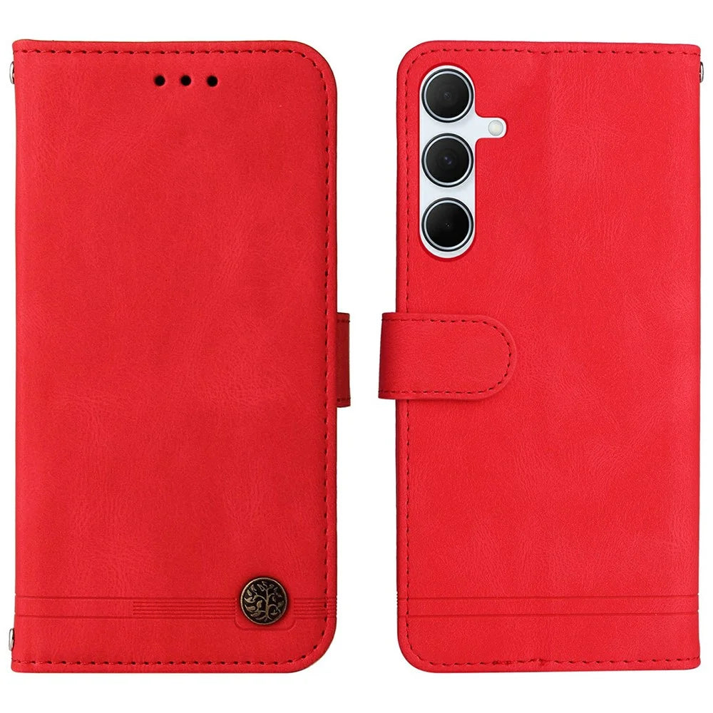 For Samsung Galaxy A36 5G Leather Wallet Cases Skin Touch Phone Cover Stand with Strap - Red - 1