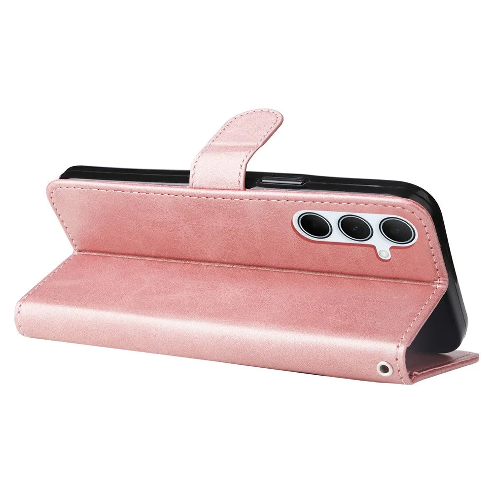 For Samsung Galaxy A36 5G Case Zipper Wallet Calf Texture PU Leather Phone Cover - Pink - 3