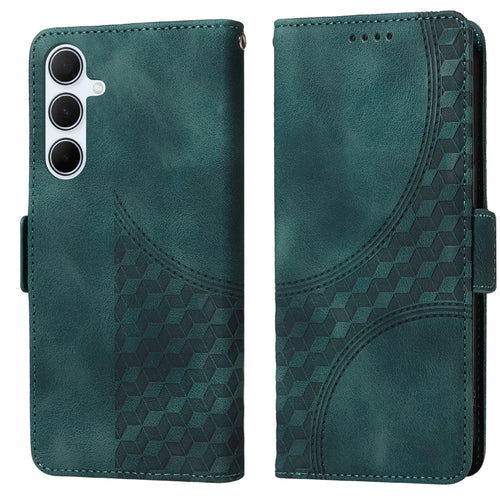 For Samsung Galaxy A36 5G Case PU Leather Phone Cover Rhombus Starry Imprinted - Green - 1