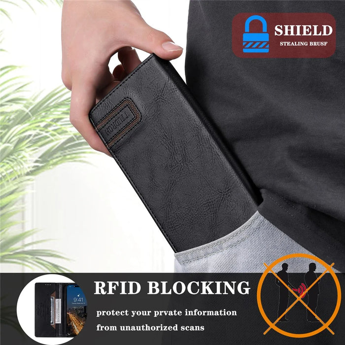 TTUDRCH Style 007 For Samsung Galaxy A26 5G Leather Case RFID Blocking Wallet Stand Phone Cover - Black - 7