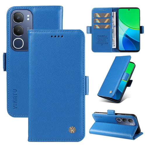YIKATU For vivo Y19s 4G Wallet Phone Case  YK-003 Leather Stand Cover - Sky Blue - 1