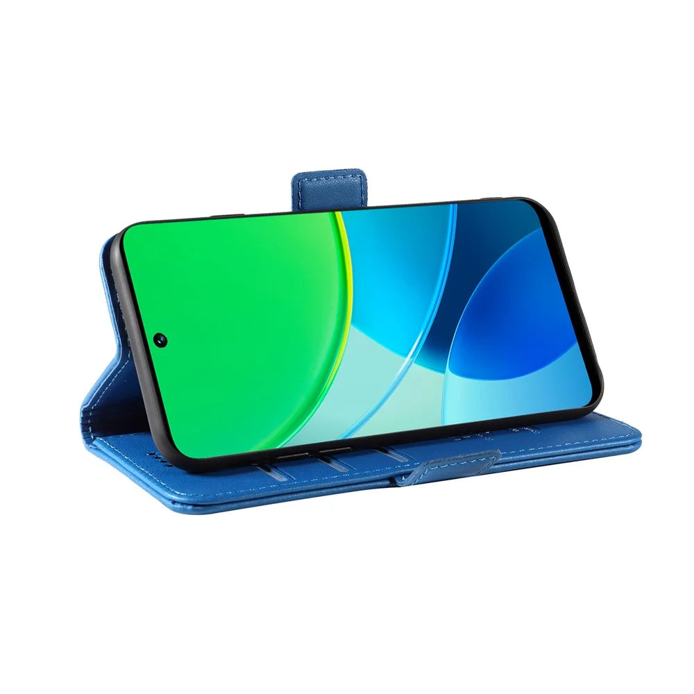 YIKATU For vivo Y19s 4G Wallet Phone Case  YK-003 Leather Stand Cover - Sky Blue - 5