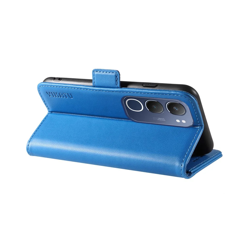 YIKATU For vivo Y19s 4G Wallet Phone Case  YK-003 Leather Stand Cover - Sky Blue - 6