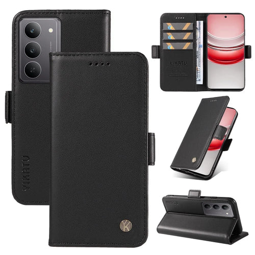 YIKATU For Realme C75 4G / C71 4G / V60 Pro 5G / 14x 5G Wallet Phone Case  YK-003 Leather Stand Cover -  Black - 1