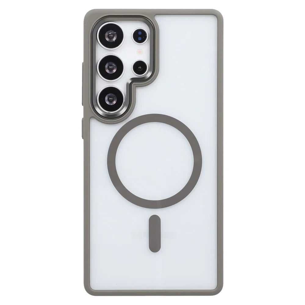 FULEXIN For Samsung Galaxy S25 Ultra Magnetic Case Anti Drop TPU + PC Phone Cover - Grey - 4