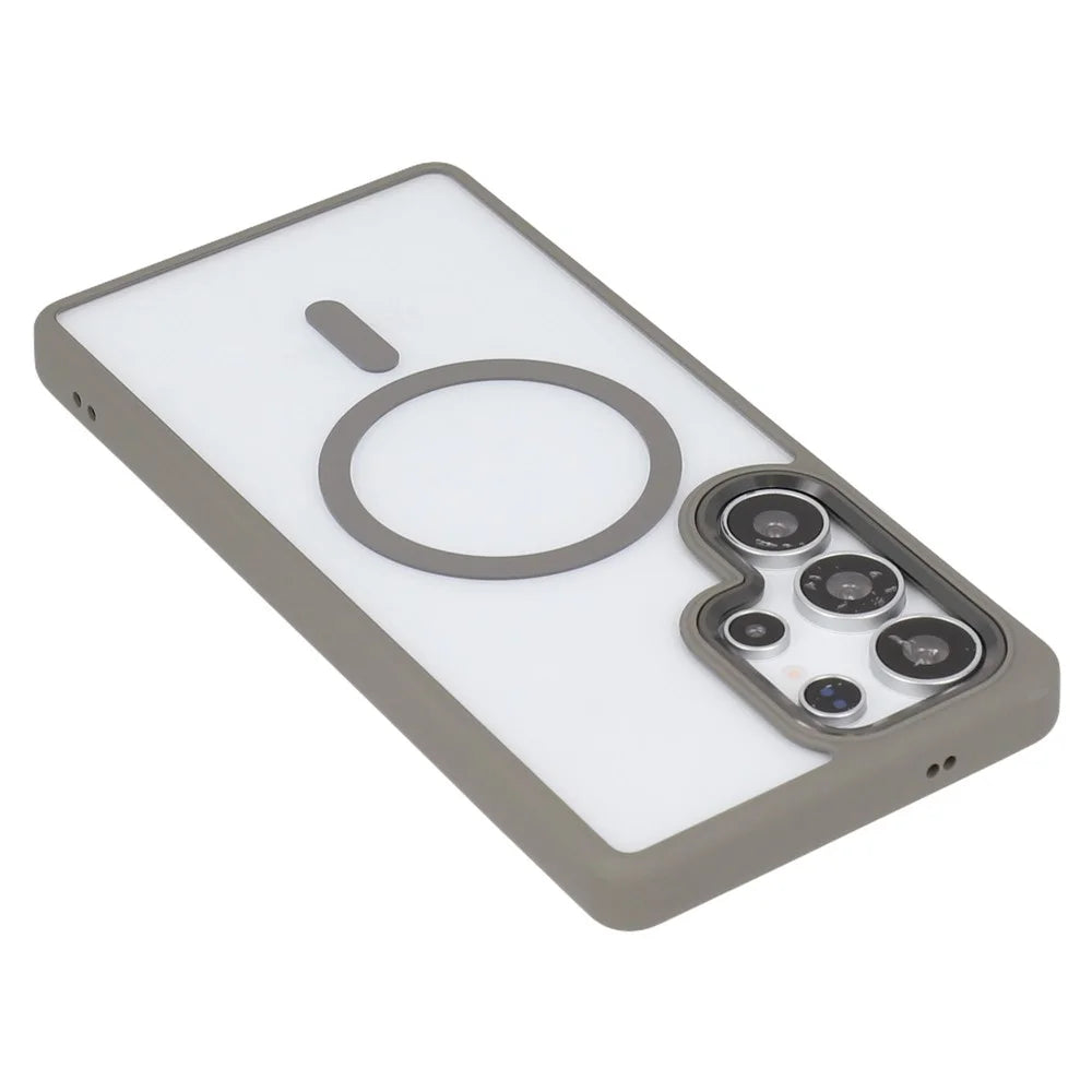 FULEXIN For Samsung Galaxy S25 Ultra Magnetic Case Anti Drop TPU + PC Phone Cover - Grey - 6