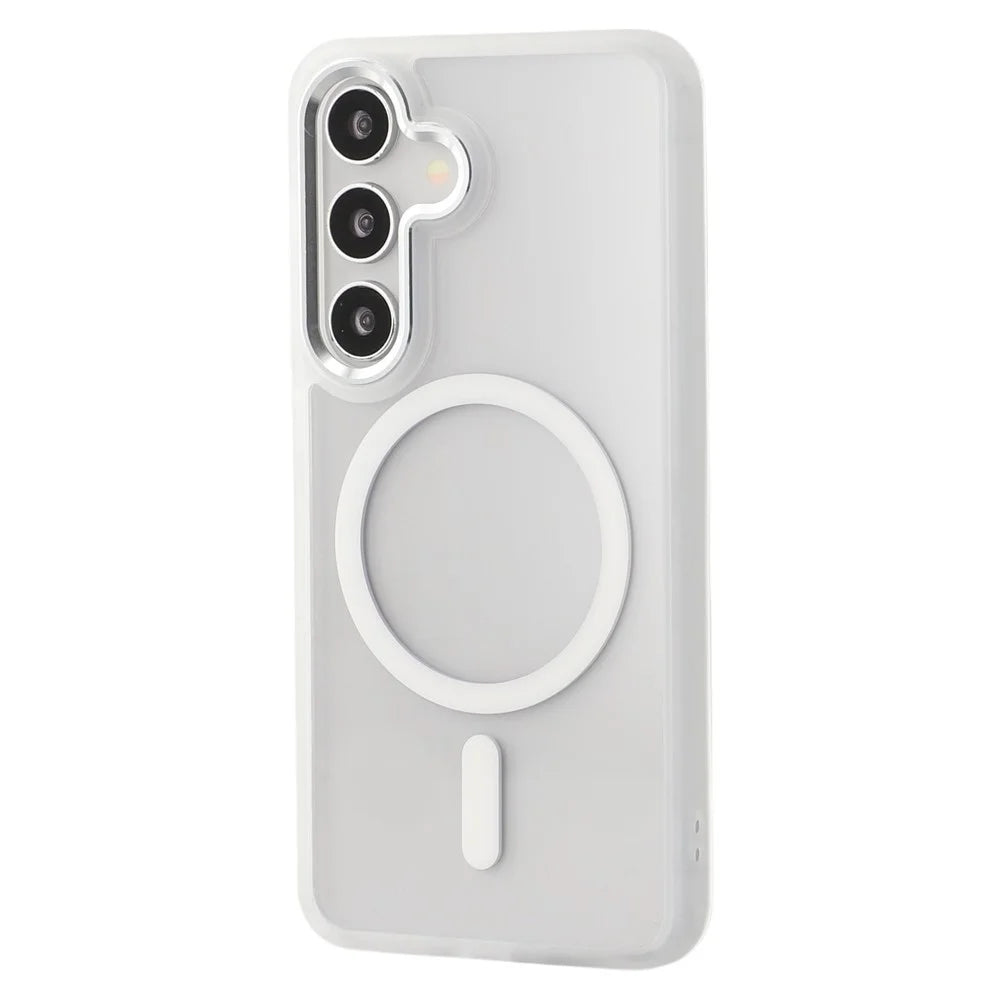 FULEXIN For Samsung Galaxy S25 Magnetic Case Anti Drop TPU + PC Phone Cover - White - 3