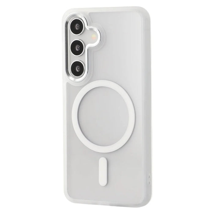FULEXIN For Samsung Galaxy S25 Magnetic Case Anti Drop TPU + PC Phone Cover - White - 3