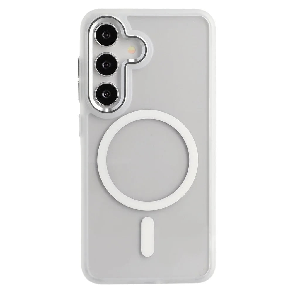 FULEXIN For Samsung Galaxy S25 Magnetic Case Anti Drop TPU + PC Phone Cover - White - 4