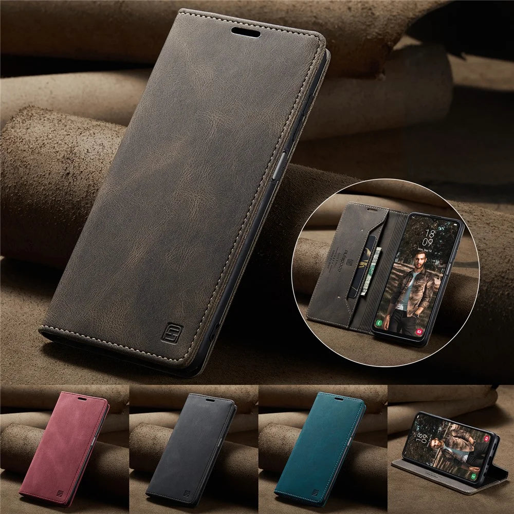 AUTSPACE For Samsung Galaxy M23 5G / Galaxy A23 5G (Global Version) Wallet Case  A01 Leather Stand Cover with RFID Blocking Card Holder - Coffee - 4