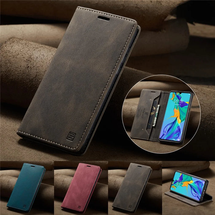 AUTSPACE For Samsung Galaxy A50s / Galaxy A30s / Galaxy A50 Wallet Case  A01 Leather Stand Cover with RFID Blocking Card Holder - Coffee - 4