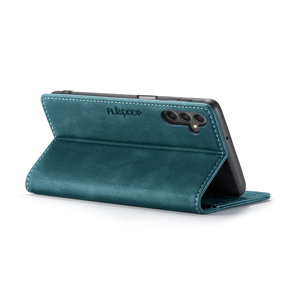 AUTSPACE For Samsung Galaxy A24 4G (162.1 x 77.6 x 8.3mm) Wallet Case  A01 Leather Stand Cover with RFID Blocking Card Holder - Blue - 3