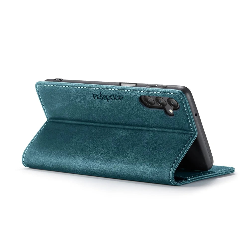 AUTSPACE For Samsung Galaxy A25 5G (Global) (161.0 x 76.5 x 8.3mm) Wallet Case  A01 Leather Stand Cover with RFID Blocking Card Holder - Blue - 3