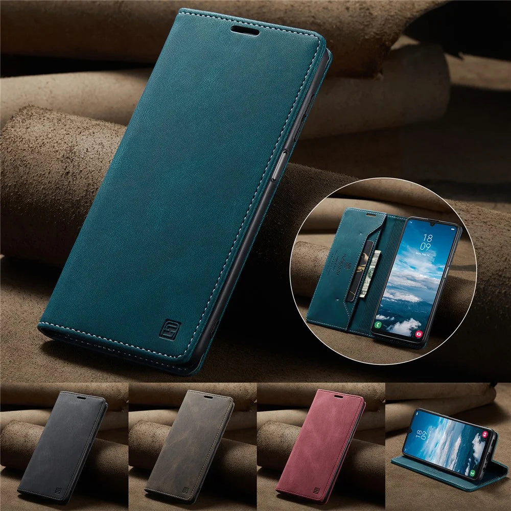 AUTSPACE For Samsung Galaxy A25 5G (Global) (161.0 x 76.5 x 8.3mm) Wallet Case  A01 Leather Stand Cover with RFID Blocking Card Holder - Blue - 4