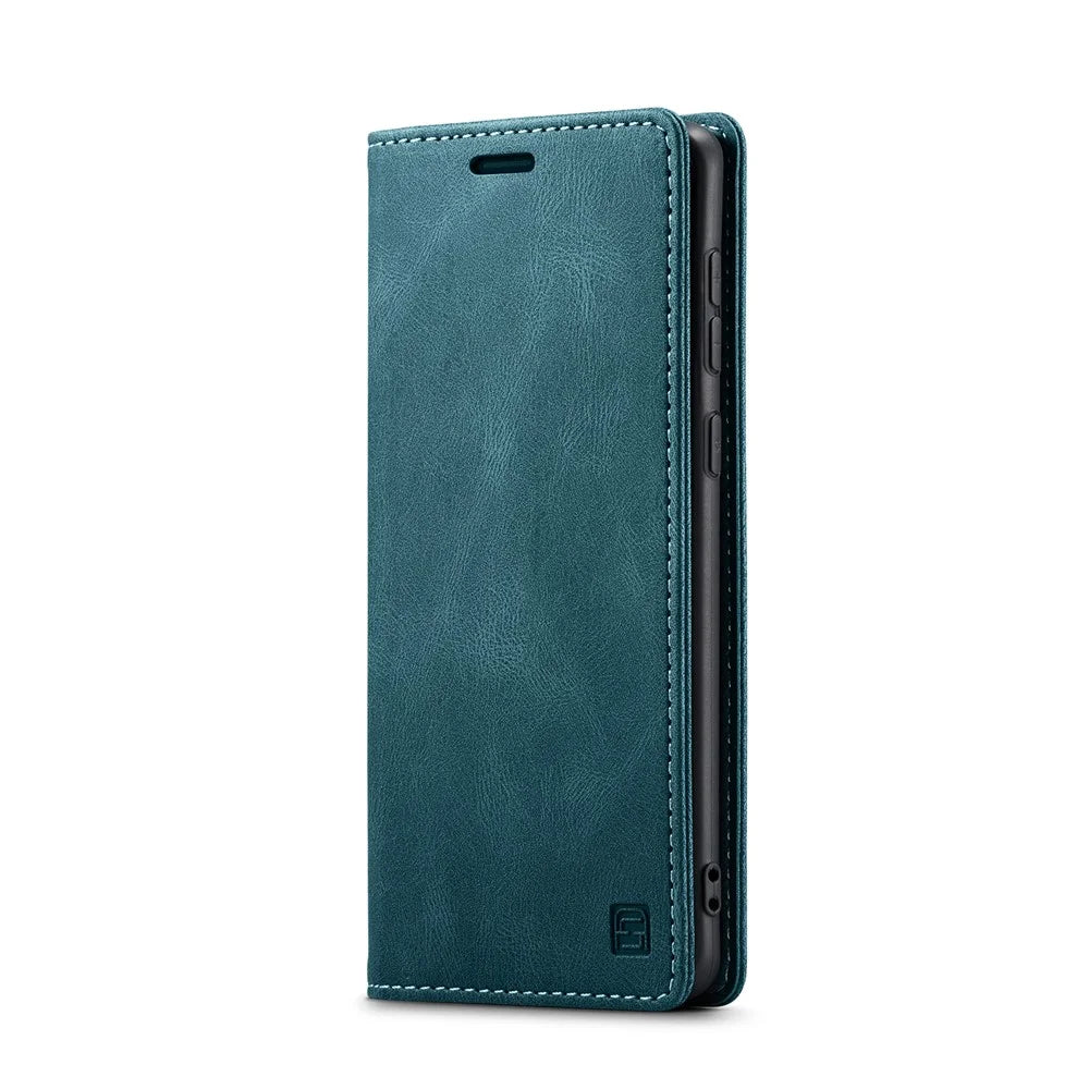 AUTSPACE For Samsung Galaxy A35 5G Wallet Case  A01 Leather Stand Cover with RFID Blocking Card Holder - Blue - 2