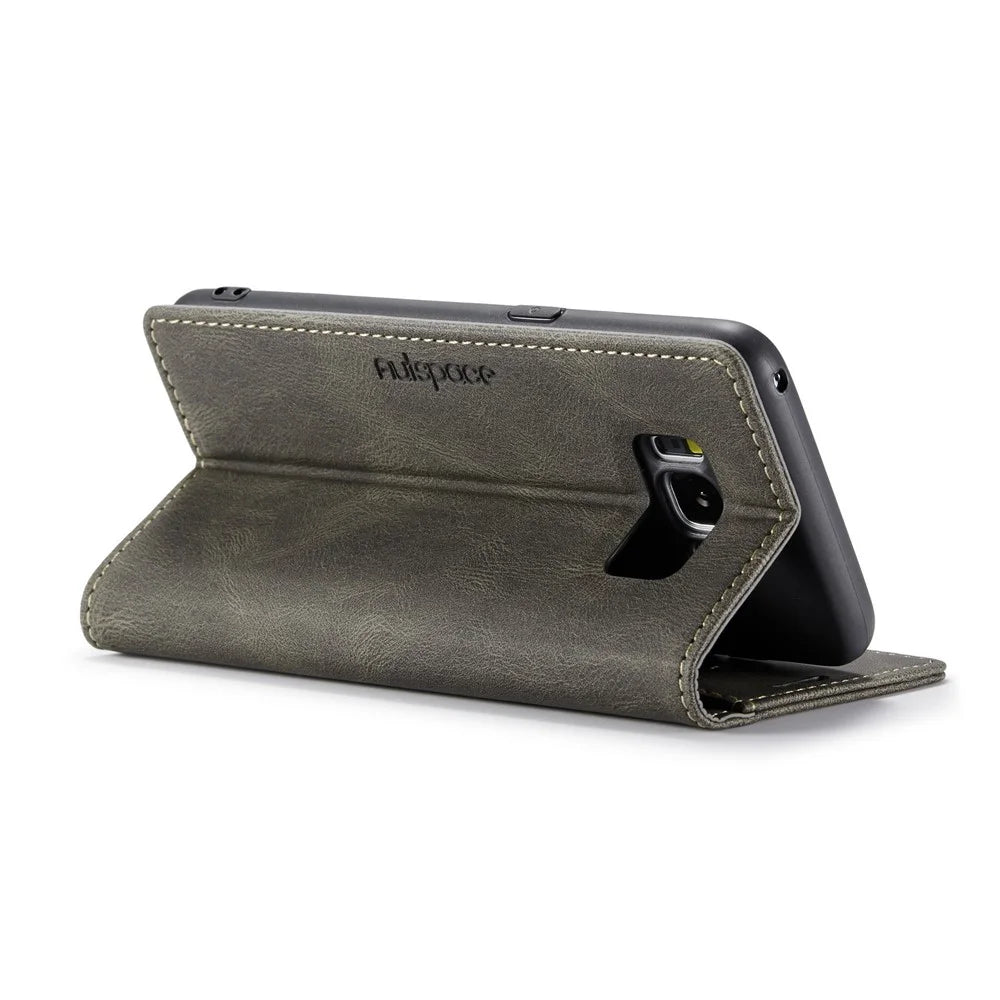 AUTSPACE For Samsung Galaxy S8 Wallet Case  A01 Leather Stand Cover with RFID Blocking Card Holder - Coffee - 3