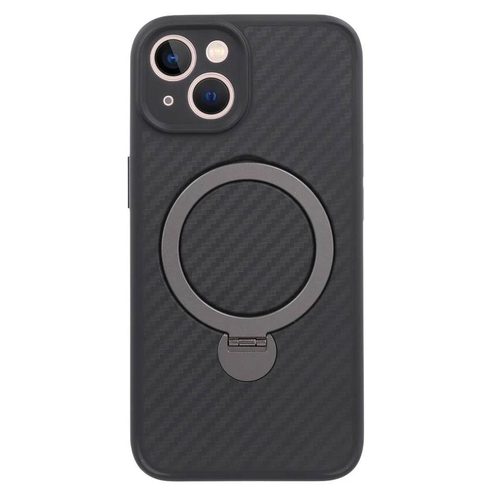 For iPhone 13 Case Compatible with MagSafe Kickstand TPU + PC Phone Cover Carbon Fiber Texture - 1