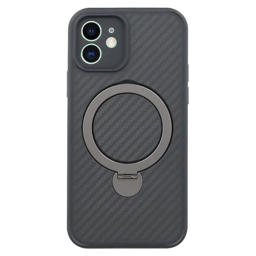 For iPhone 12 Case Compatible with MagSafe Kickstand TPU + PC Phone Cover Carbon Fiber Texture - 1