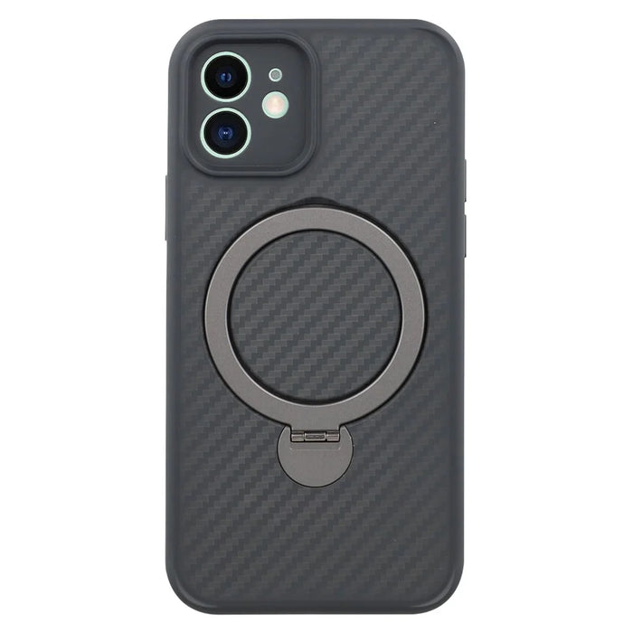 For iPhone 12 Case Compatible with MagSafe Kickstand TPU + PC Phone Cover Carbon Fiber Texture - 1
