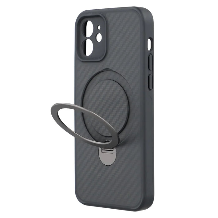 For iPhone 12 Case Compatible with MagSafe Kickstand TPU + PC Phone Cover Carbon Fiber Texture - 3