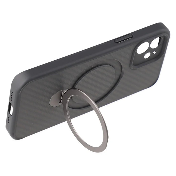 For iPhone 12 Case Compatible with MagSafe Kickstand TPU + PC Phone Cover Carbon Fiber Texture - 4