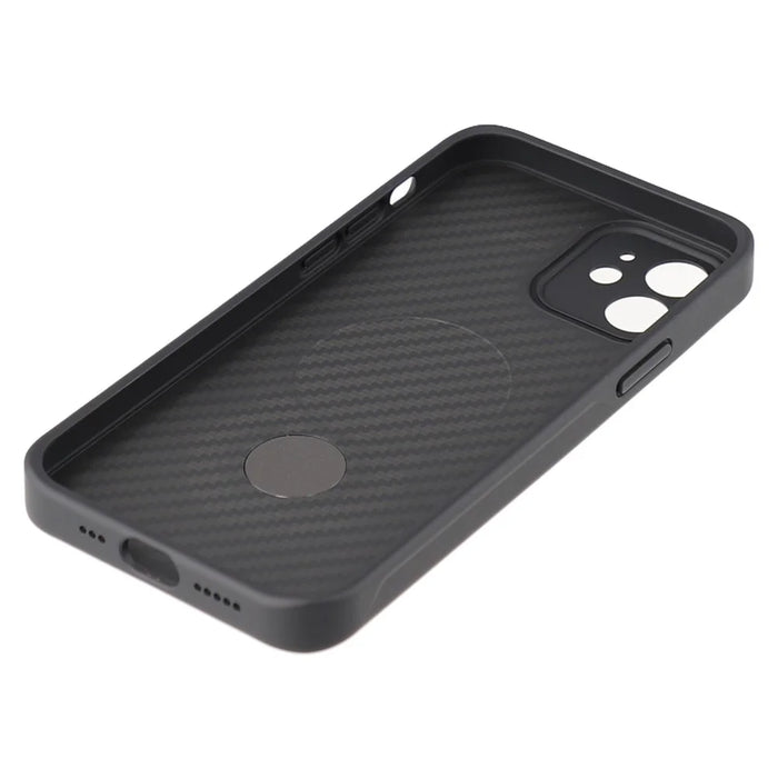 For iPhone 12 Case Compatible with MagSafe Kickstand TPU + PC Phone Cover Carbon Fiber Texture - 5