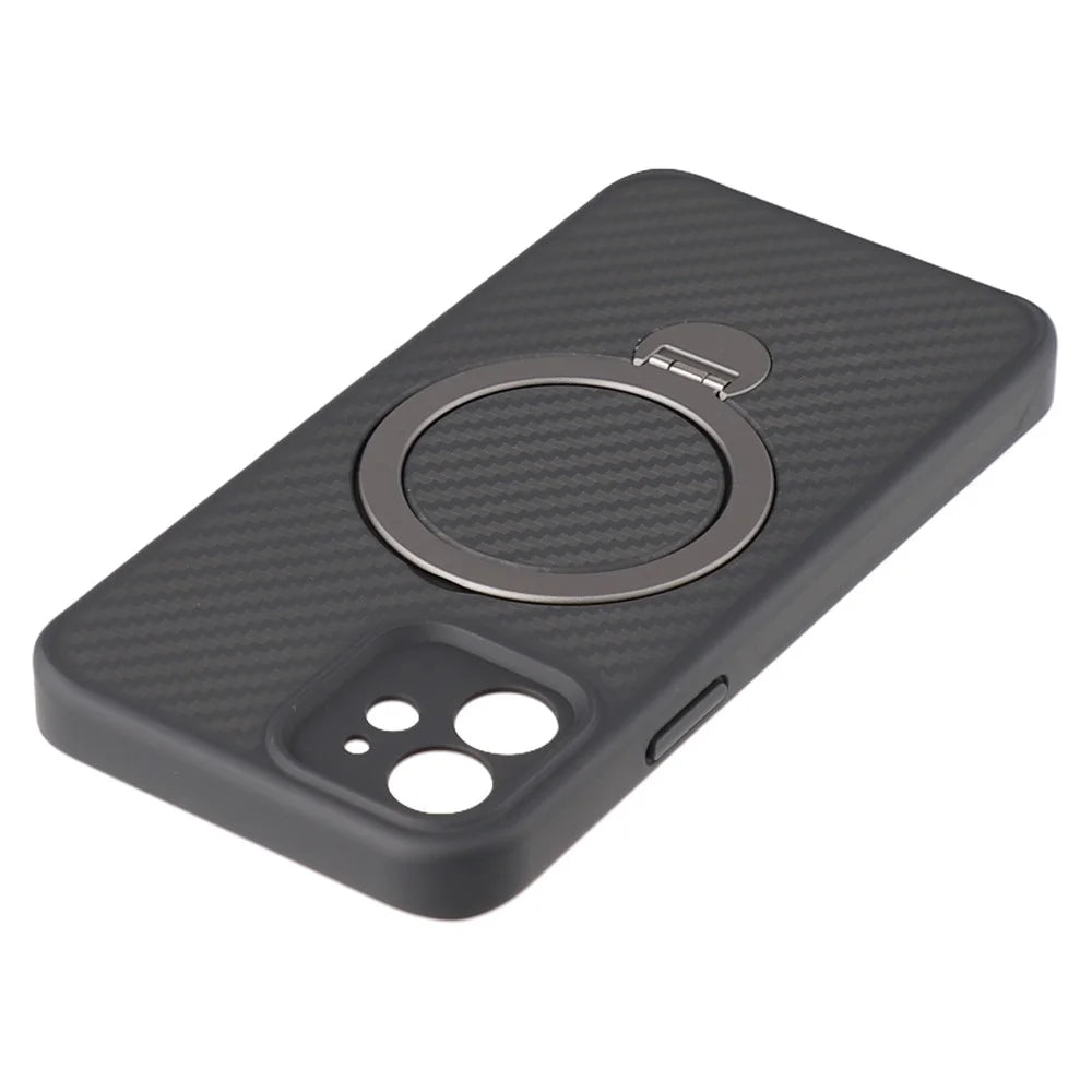 For iPhone 12 Case Compatible with MagSafe Kickstand TPU + PC Phone Cover Carbon Fiber Texture - 6