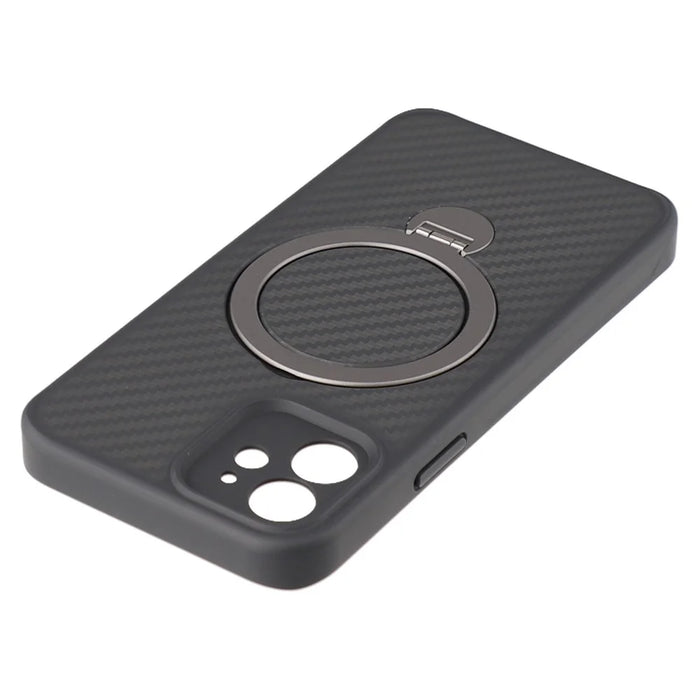 For iPhone 12 Case Compatible with MagSafe Kickstand TPU + PC Phone Cover Carbon Fiber Texture - 6